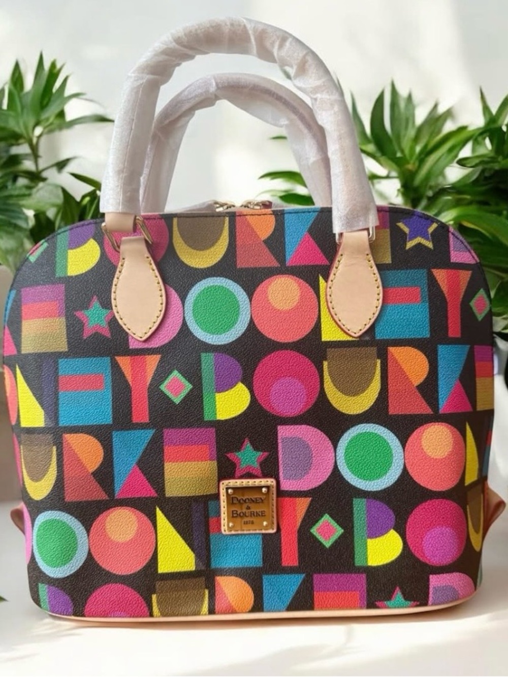 Dooney & Bourke NWT Art Deco Zip Zip Satchel 11.5" × 9.75"